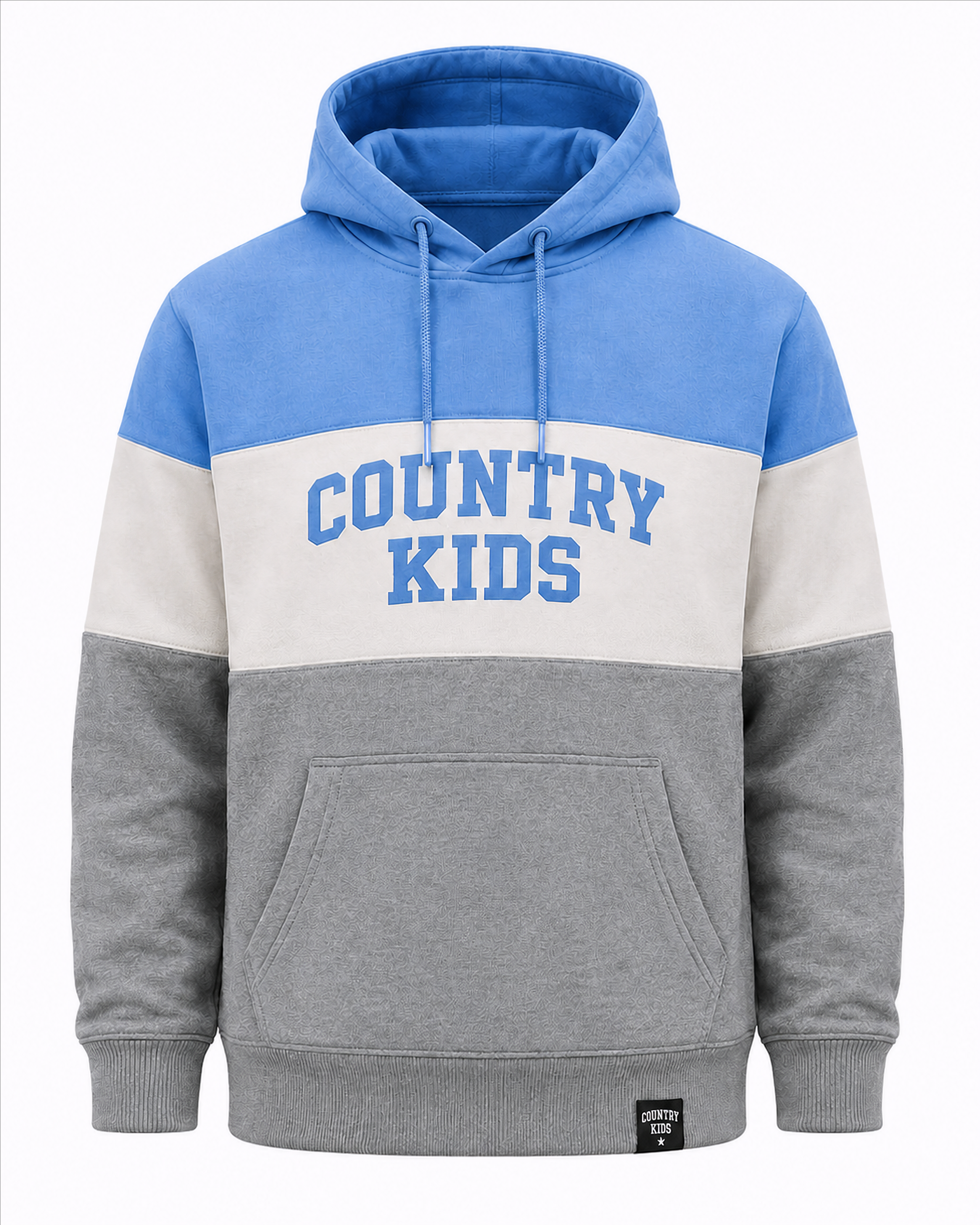 Blue, white and grey Country Kids colour-block pullover hoodie