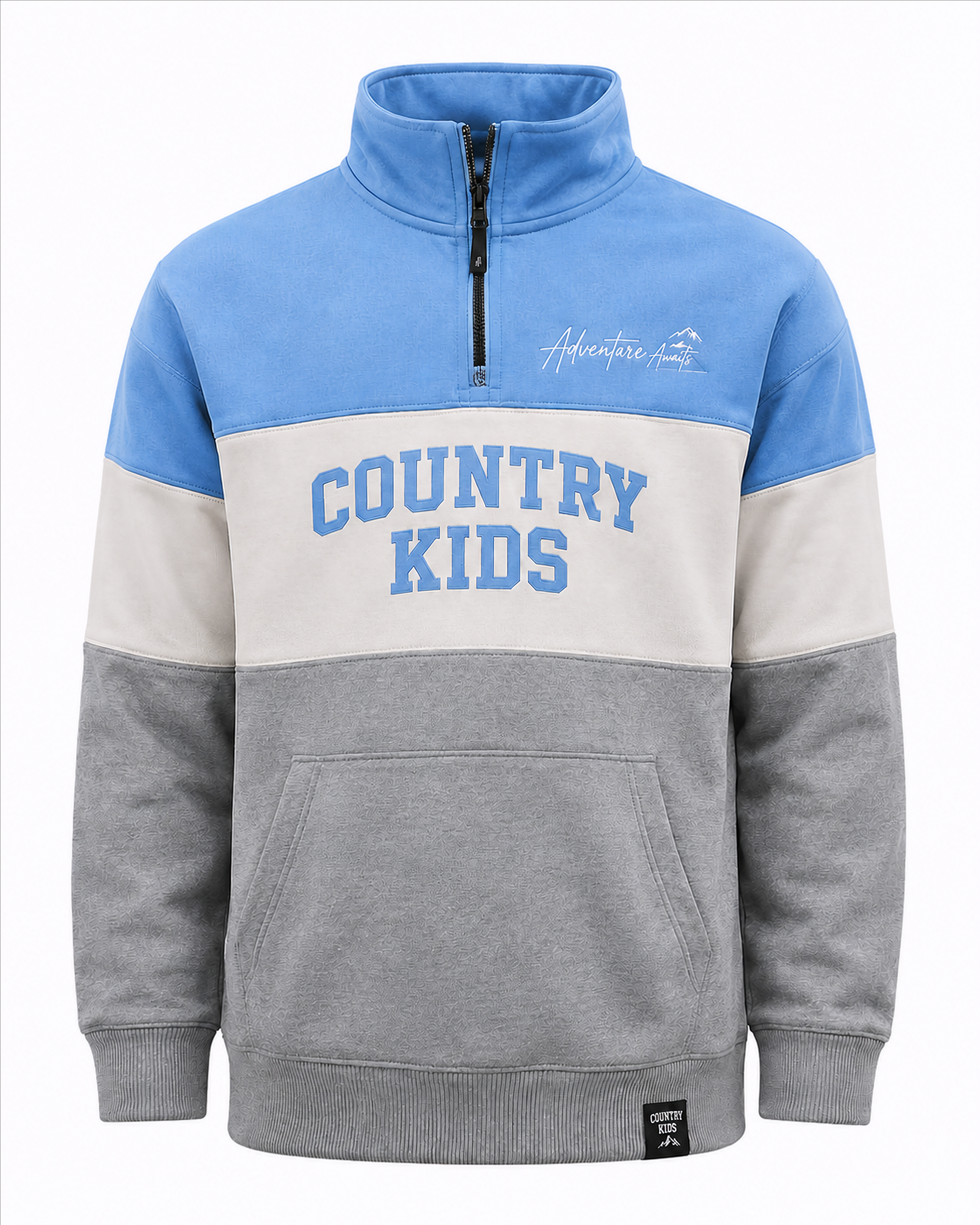Blue, white and grey Country Kids quarter-zip fleece